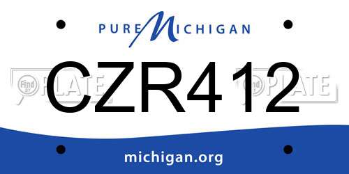 CZR412 Michigan License Plate