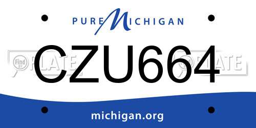 CZU664 Michigan License Plate