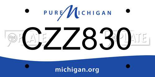 CZZ830 Michigan License Plate