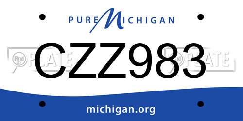 CZZ983 Michigan License Plate