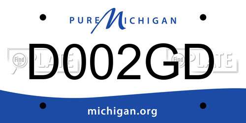 D002GD Michigan License Plate