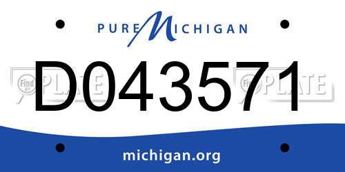 D043571 Michigan License Plate