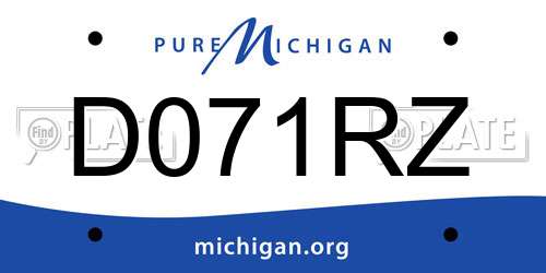 D071RZ Michigan License Plate