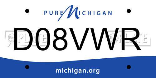 D08VWR Michigan License Plate