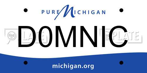 D0MNIC Michigan License Plate