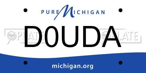 D0UDA Michigan License Plate