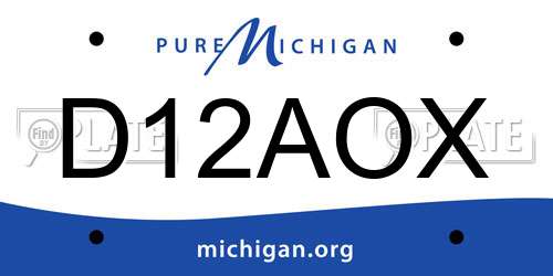 D12AOX Michigan License Plate