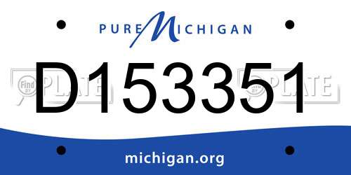 D153351 Michigan License Plate