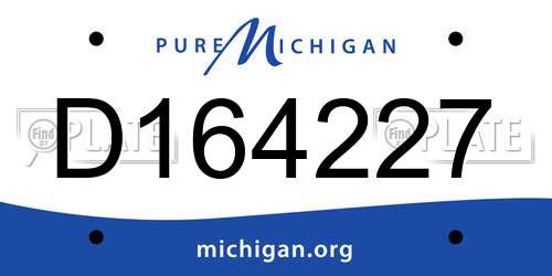 D164227 Michigan License Plate