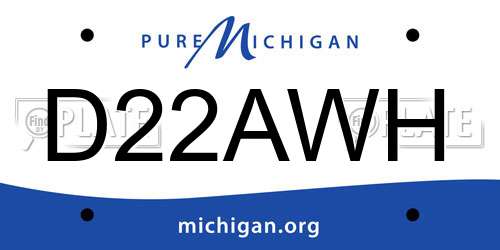 D22AWH Michigan License Plate