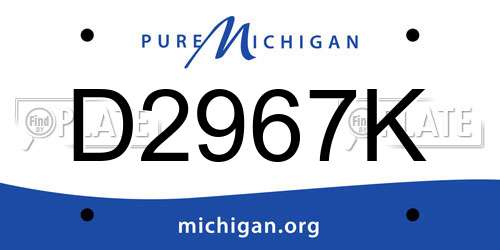 D2967K Michigan License Plate