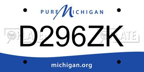D296ZK Michigan License Plate