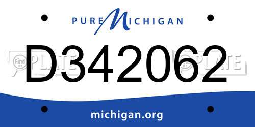 D342062 Michigan License Plate