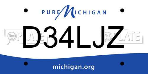 D34LJZ Michigan License Plate