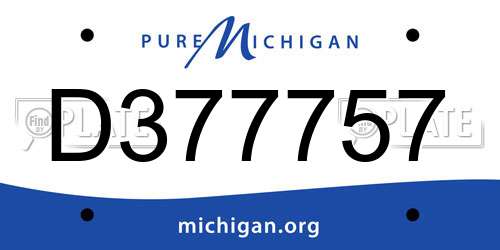 D377757 Michigan License Plate