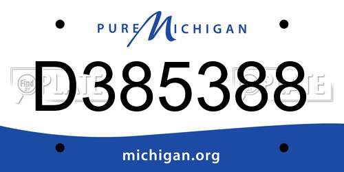 D385388 Michigan License Plate