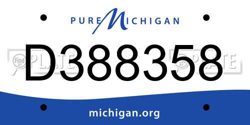 D388358 Michigan License Plate