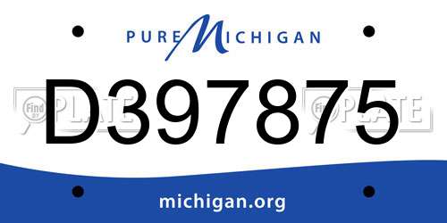 D397875 Michigan License Plate