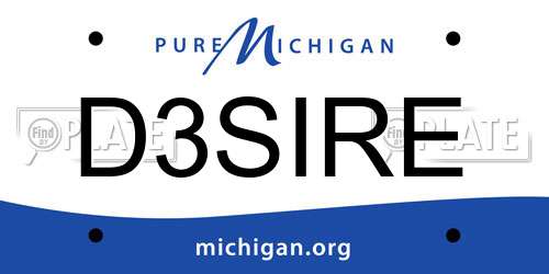 D3SIRE Michigan License Plate