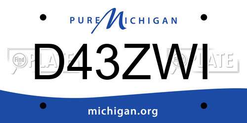 D43ZWI Michigan License Plate
