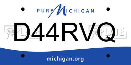 D44RVQ Michigan License Plate