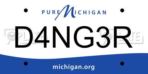D4NG3R Michigan License Plate