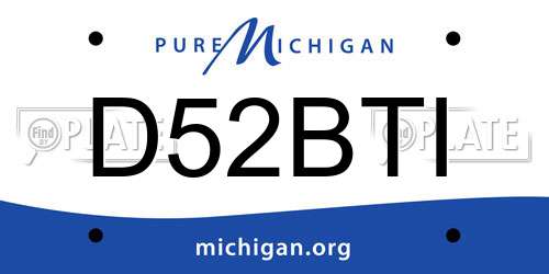D52BTI Michigan License Plate