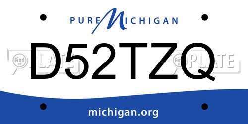 D52TZQ Michigan License Plate
