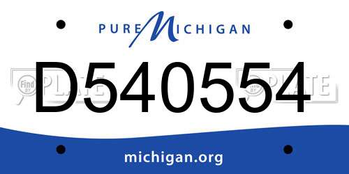 D540554 Michigan License Plate