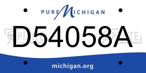 D54058A Michigan License Plate