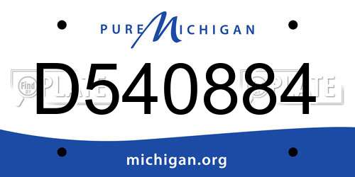 D540884 Michigan License Plate