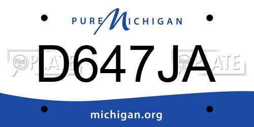 D647JA Michigan License Plate
