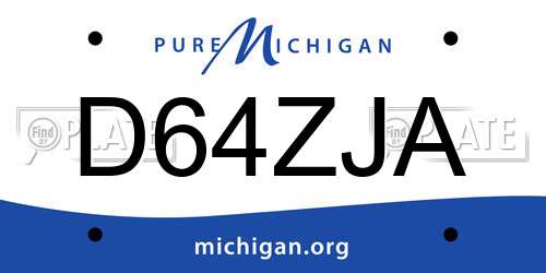 D64ZJA Michigan License Plate