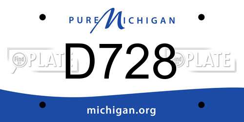 D728 Michigan License Plate