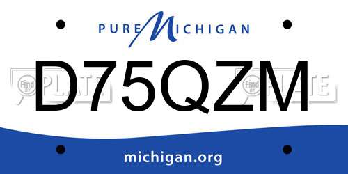 D75QZM Michigan License Plate