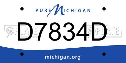 D7834D Michigan License Plate