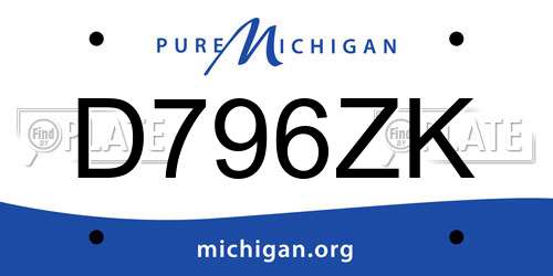 D796ZK Michigan License Plate