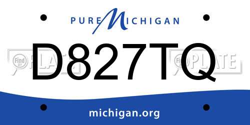D827TQ Michigan License Plate