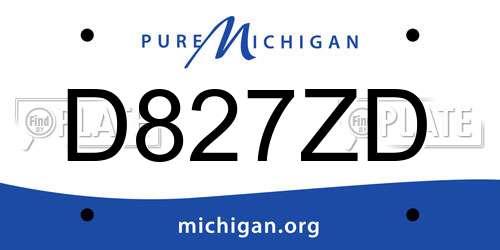 D827ZD Michigan License Plate