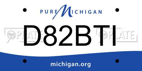 D82BTI Michigan License Plate