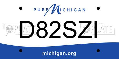D82SZI Michigan License Plate