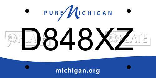D848XZ Michigan License Plate