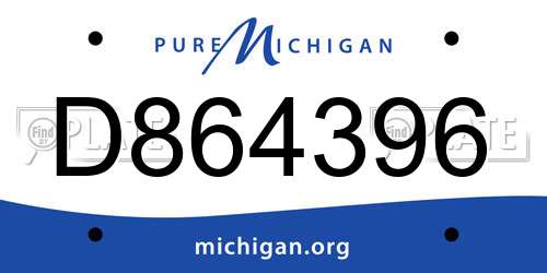 D864396 Michigan License Plate