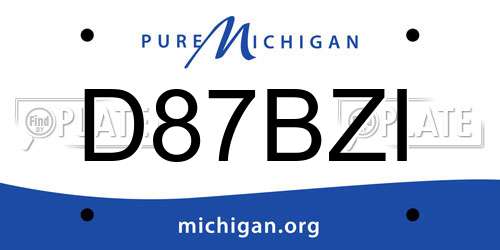 D87BZI Michigan License Plate