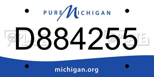 D884255 Michigan License Plate