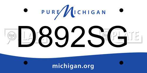 D892SG Michigan License Plate