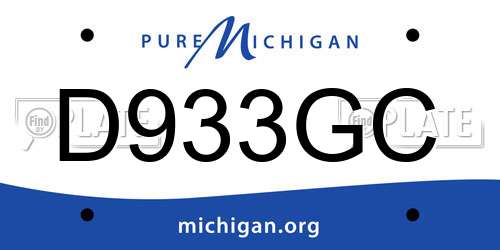 D933GC Michigan License Plate
