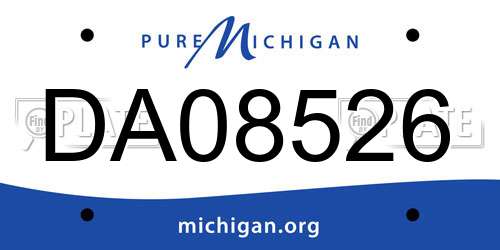 DA08526 Michigan License Plate