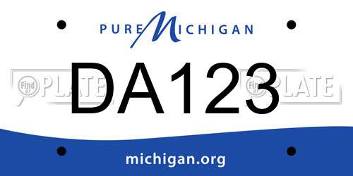 DA123 Michigan License Plate