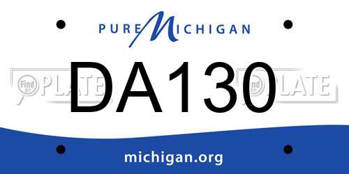 DA130 Michigan License Plate